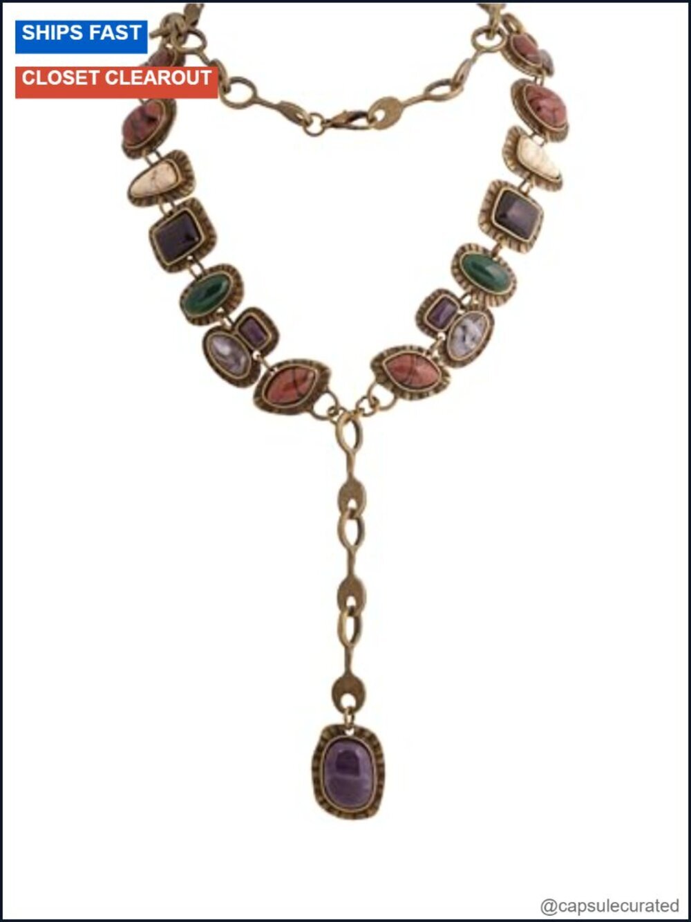 Bohemian Turquoise Beaded Y-Necklace, Multi-shaped Mosaic Pendant, Dainty